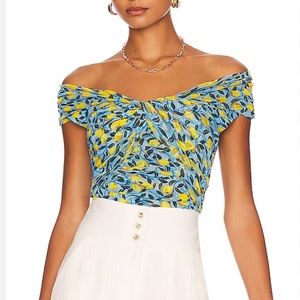 NWT Diane Von Furstenberg lemon print bodysuit, Small